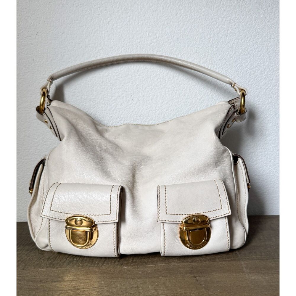 Marc Jacobs Bag Blake Hobo Ivory Leather Multipocket Y2K Shoulder Bag